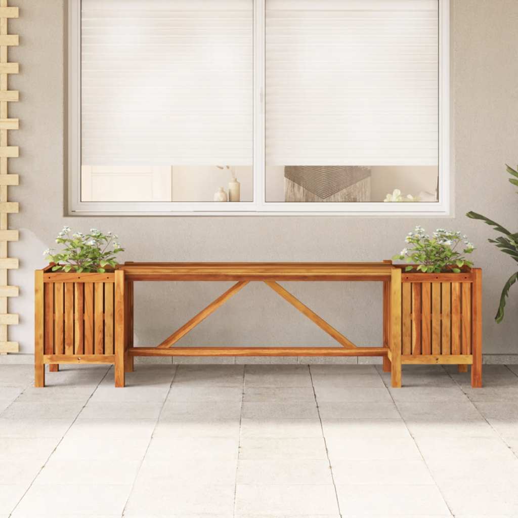 Banc de jardin avec 2 jardinières 150x30x40 cm Bois d'acacia