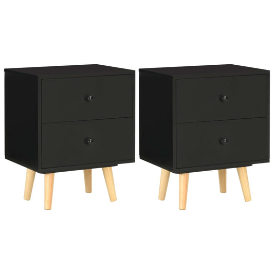 Tables de chevet 2 pcs Noir 40 x 30 x 50 cm Pin massif