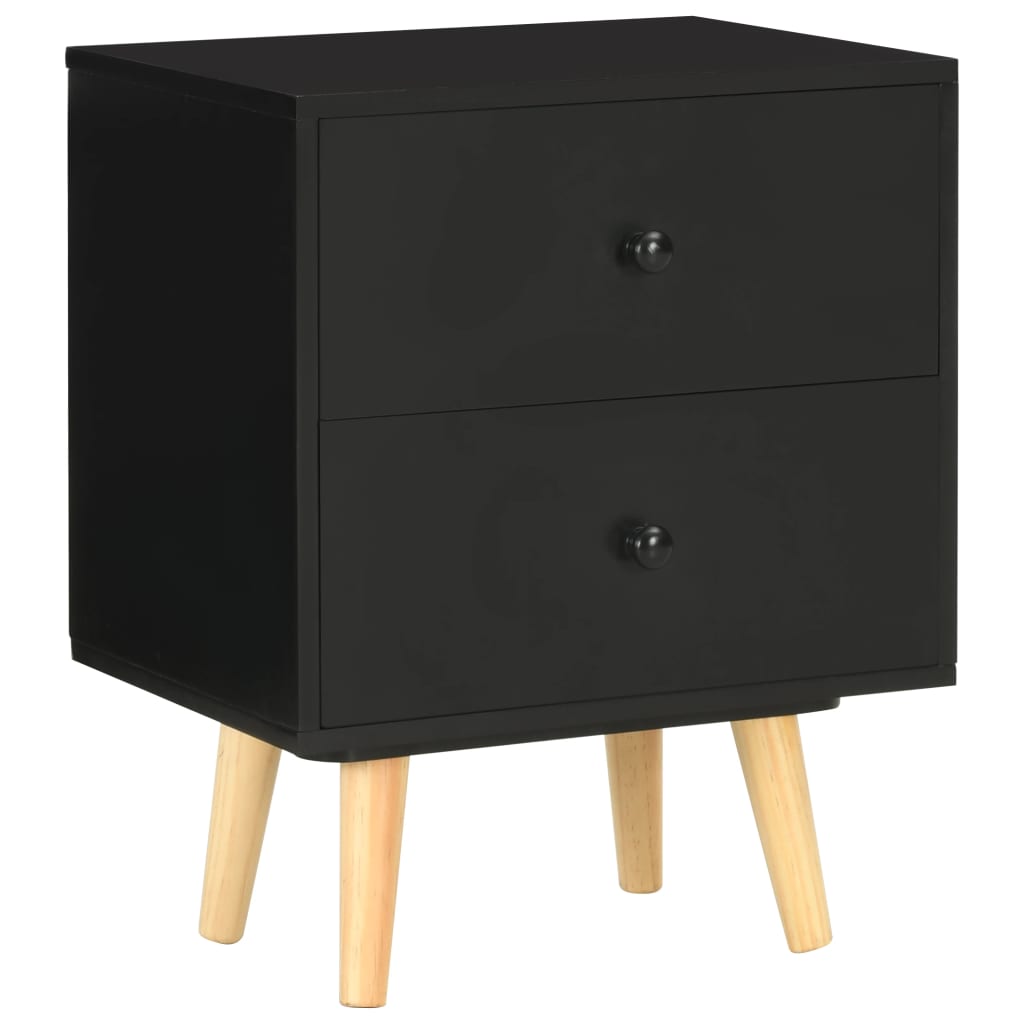 Tables de chevet 2 pcs Noir 40 x 30 x 50 cm Pin massif