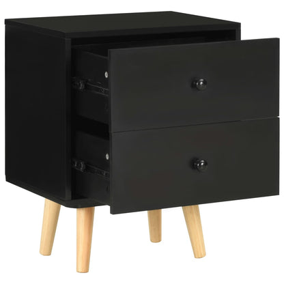 Tables de chevet 2 pcs Noir 40 x 30 x 50 cm Pin massif