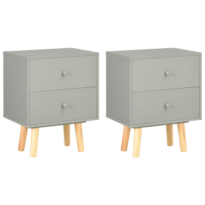 Tables de chevet 2 pcs Gris 40 x 30 x 50 cm Pin massif