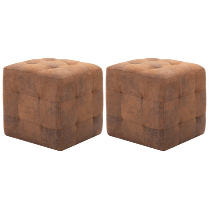 2 pcs Poufs Marron 30 x 30 x 30 cm Similicuir daim