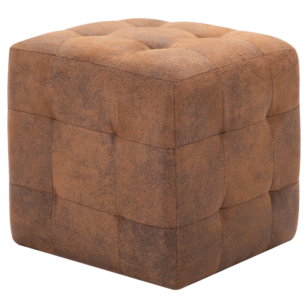 2 pcs Poufs Marron 30 x 30 x 30 cm Similicuir daim