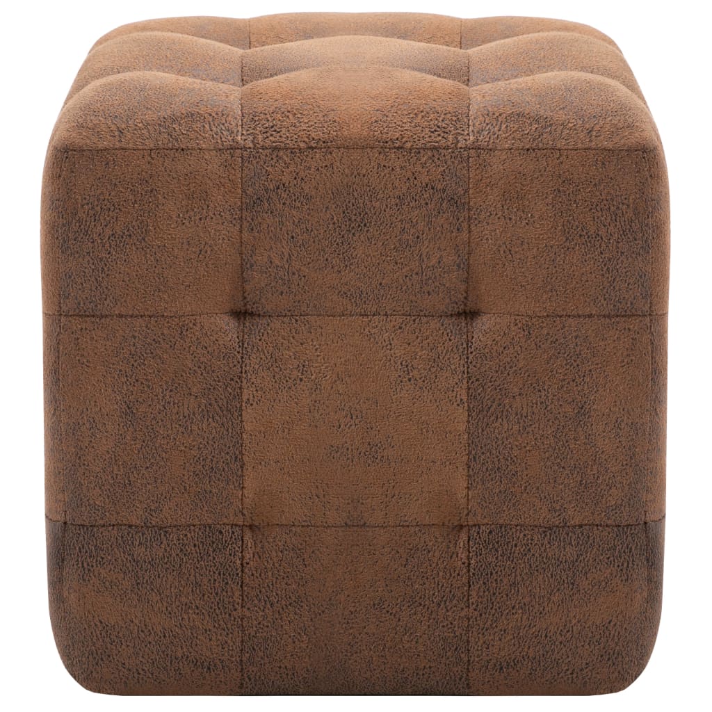 2 pcs Poufs Marron 30 x 30 x 30 cm Similicuir daim