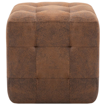 2 pcs Poufs Marron 30 x 30 x 30 cm Similicuir daim