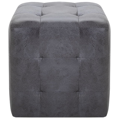 2 pcs Poufs Gris 30 x 30 x 30 cm Similicuir daim