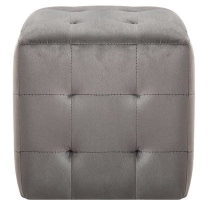 2 pcs Poufs Gris 30 x 30 x 30 cm Tissu velours