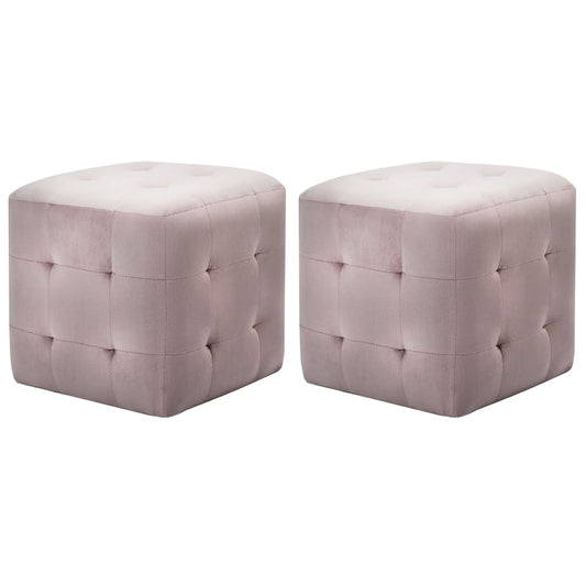 2 pcs Poufs Rose 30 x 30 x 30 cm Tissu velours