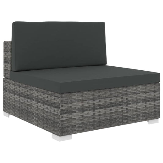 Siège central sectionnel 1 pc et coussins Résine tressée Gris