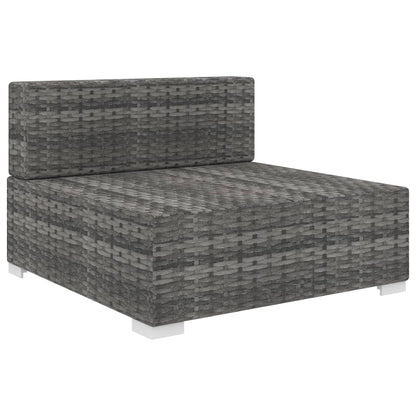 Siège central sectionnel 1 pc et coussins Résine tressée Gris