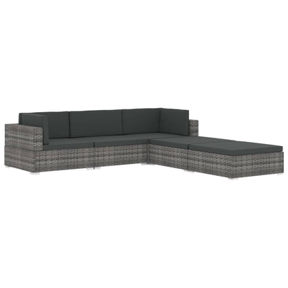 Siège central sectionnel 1 pc et coussins Résine tressée Gris