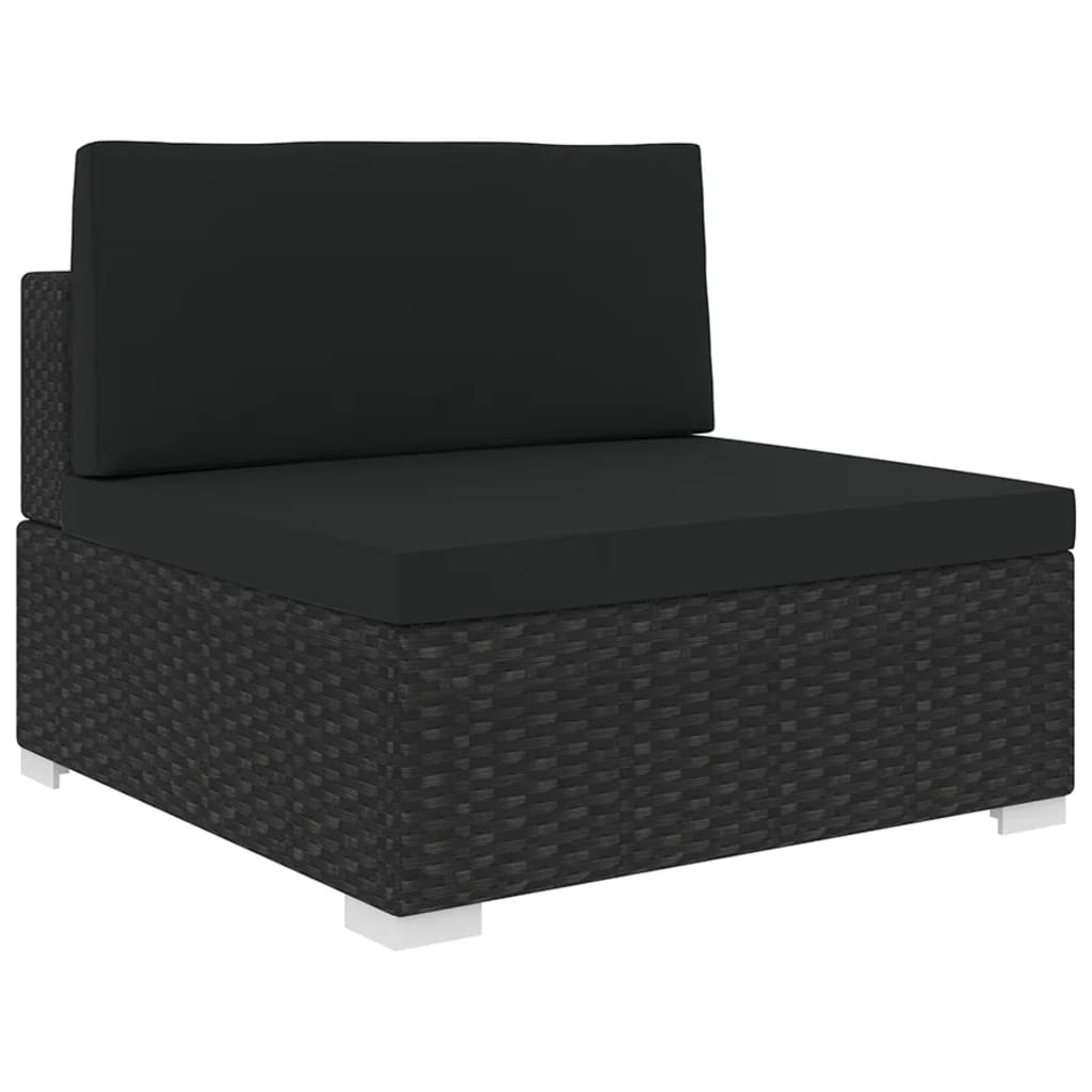 Siège central sectionnel 1 pc et coussins Résine tressée Noir