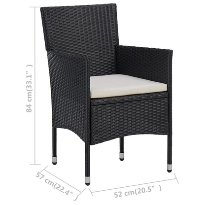 Chaises de jardin lot de 2 Résine tressée Noir