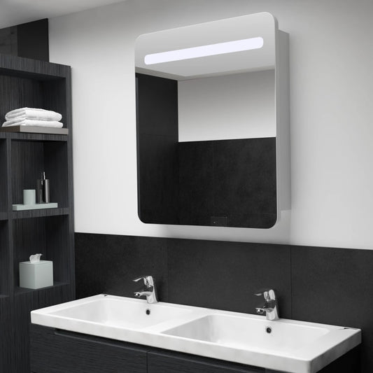 Armoire de salle de bain à miroir LED 68x9x80 cm