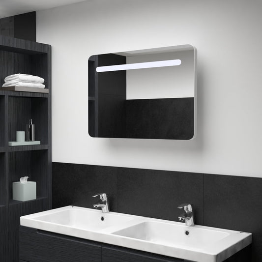 Armoire de salle de bain à miroir LED 80x9,5x55 cm