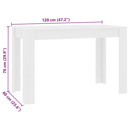 Table à manger Blanc 120x60x76 cm Bois d'ingénierie