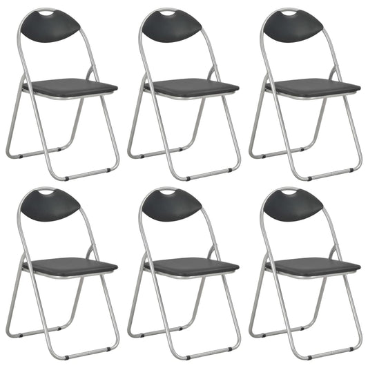 Chaises pliantes à manger lot de 6 noir similicuir