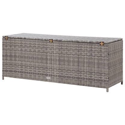 Boîte de rangement de jardin gris 150x50x60 cm résine tressée