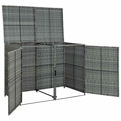 Abri de poubelle double Résine tressée Anthracite 148x77x111cm