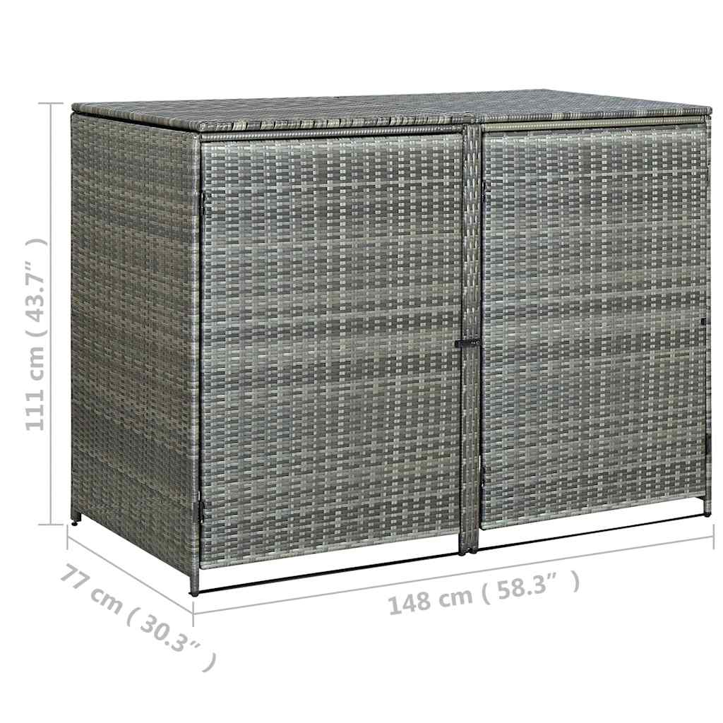 Abri de poubelle double Résine tressée Anthracite 148x77x111cm