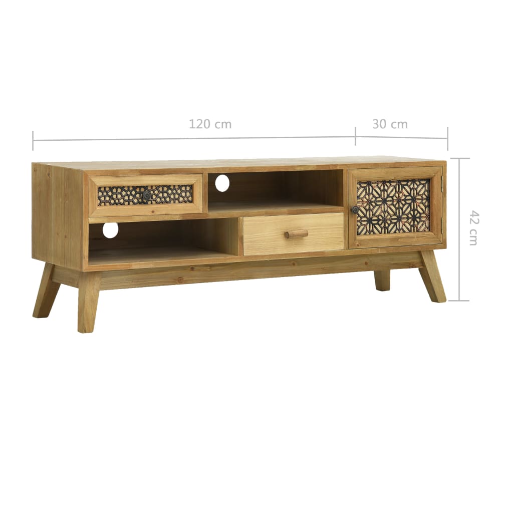 Meuble TV Marron sculpté 120x30x42 cm Bois