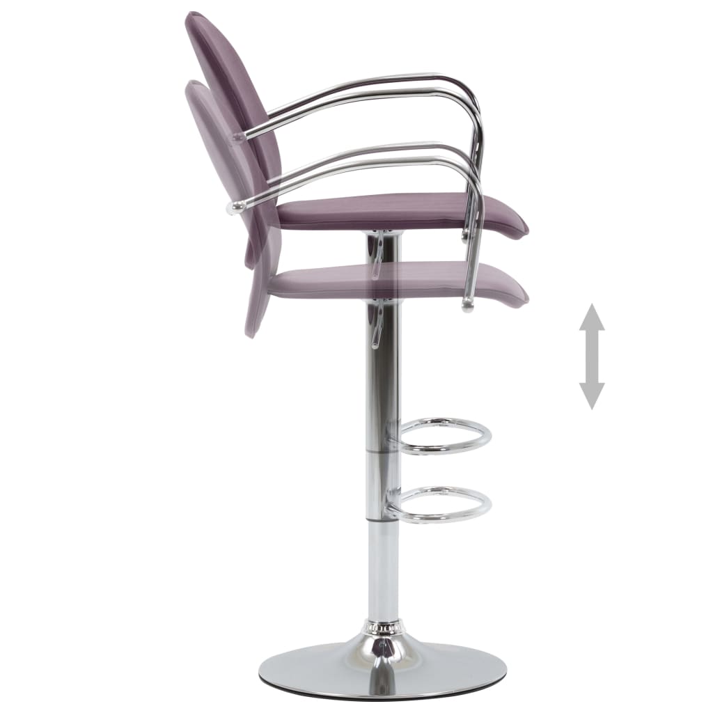 Tabourets de bar avec accoudoir lot de 2 violet similicuir