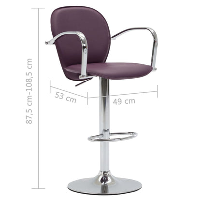 Tabourets de bar avec accoudoir lot de 2 violet similicuir