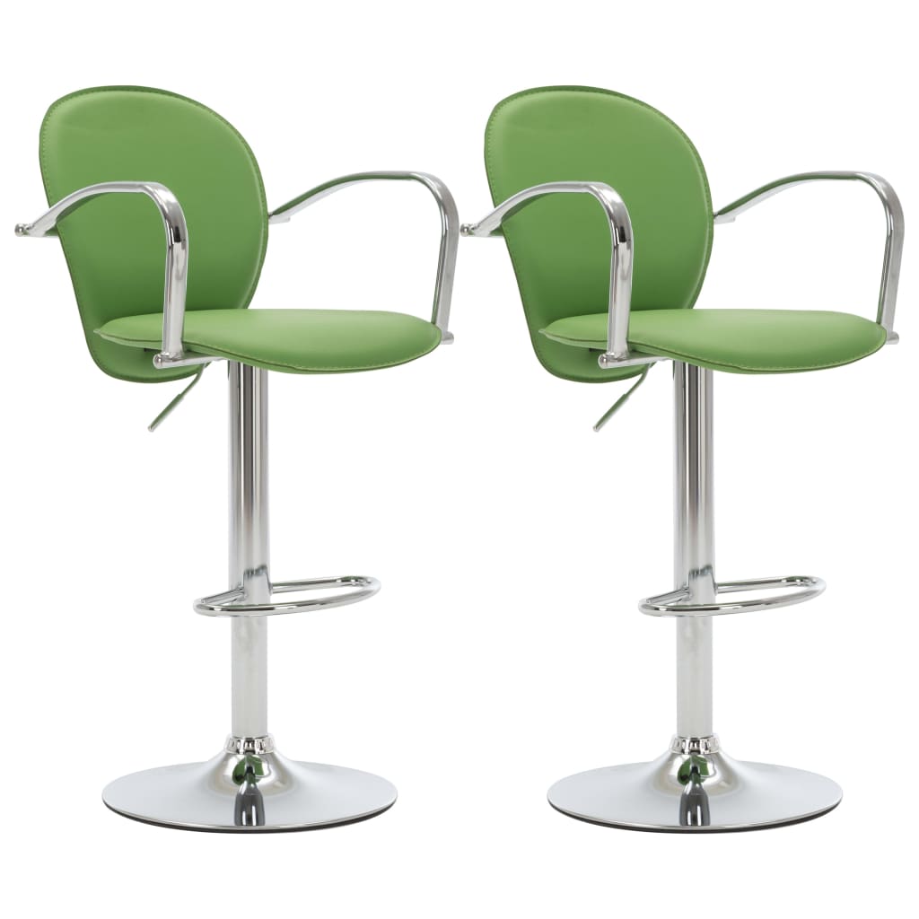 Tabourets de bar avec accoudoir lot de 2 vert similicuir