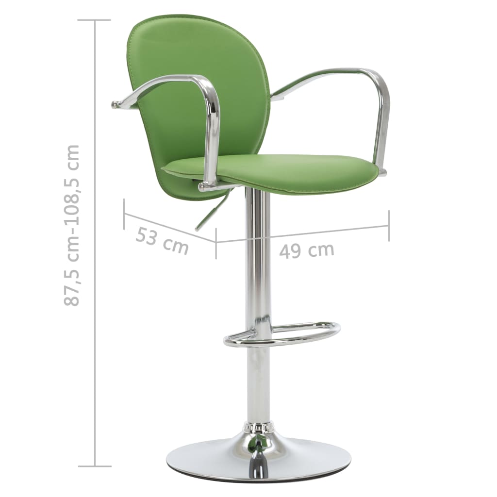 Tabourets de bar avec accoudoir lot de 2 vert similicuir