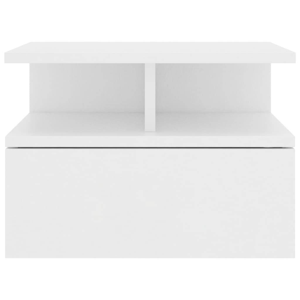 800406 vidaXL Tables de chevet flottantes 2 pcs Blanc Bois ingénierie