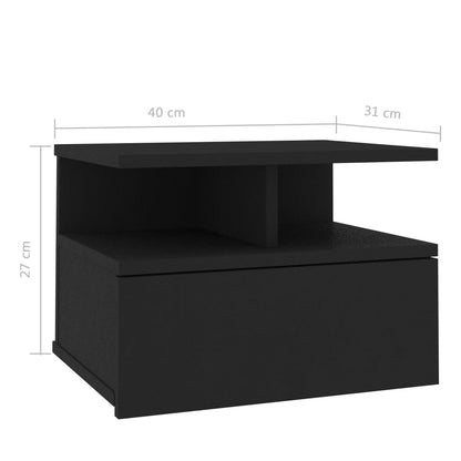 Tables de chevet flottantes 2 pcs Noir Bois d'ingénierie