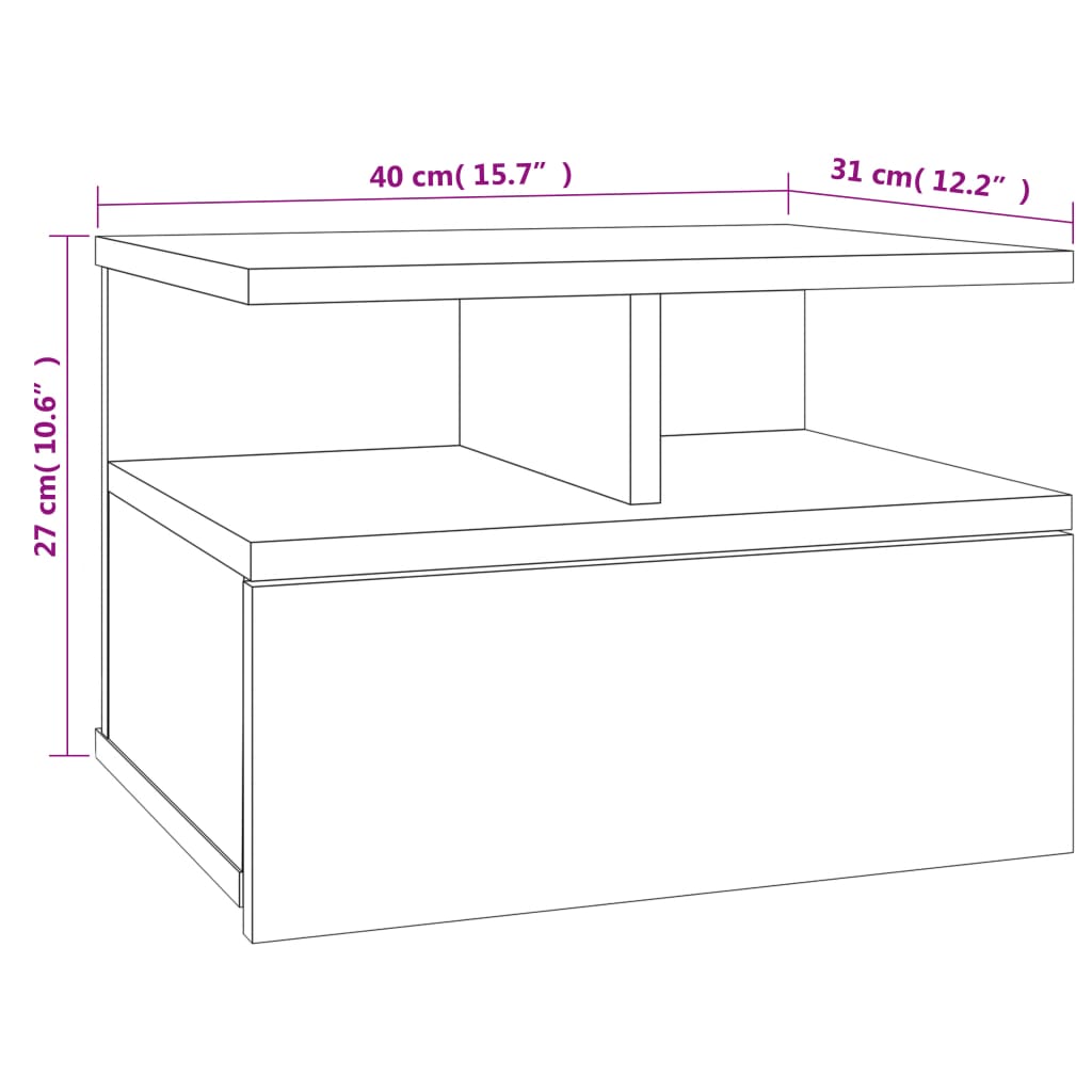 Tables de chevet flottantes 2 pcs Chêne sonoma Bois ingénierie