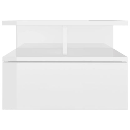 Tables de chevet flottantes 2pcs Blanc brillant Bois ingénierie