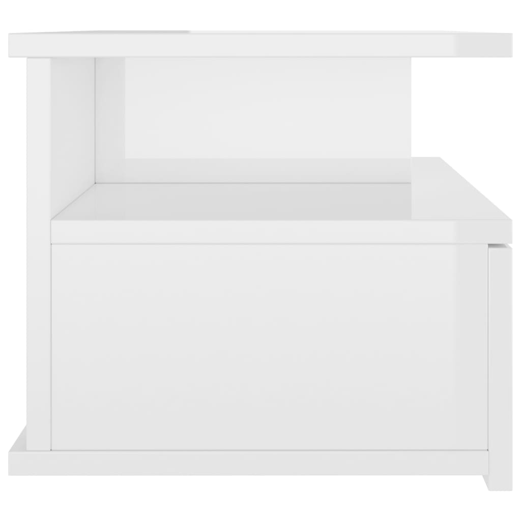 Tables de chevet flottantes 2pcs Blanc brillant Bois ingénierie