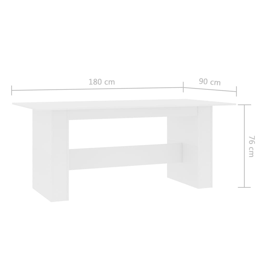 Table à manger Blanc 180x90x76 cm Bois d’ingénierie