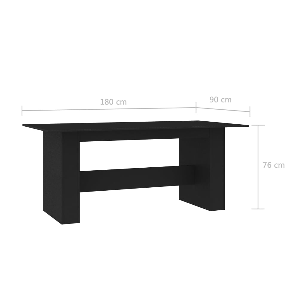 Table à manger Noir 180x90x76 cm Bois d’ingénierie