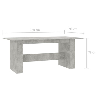 Table à manger Gris béton 180x90x76 cm Bois d’ingénierie