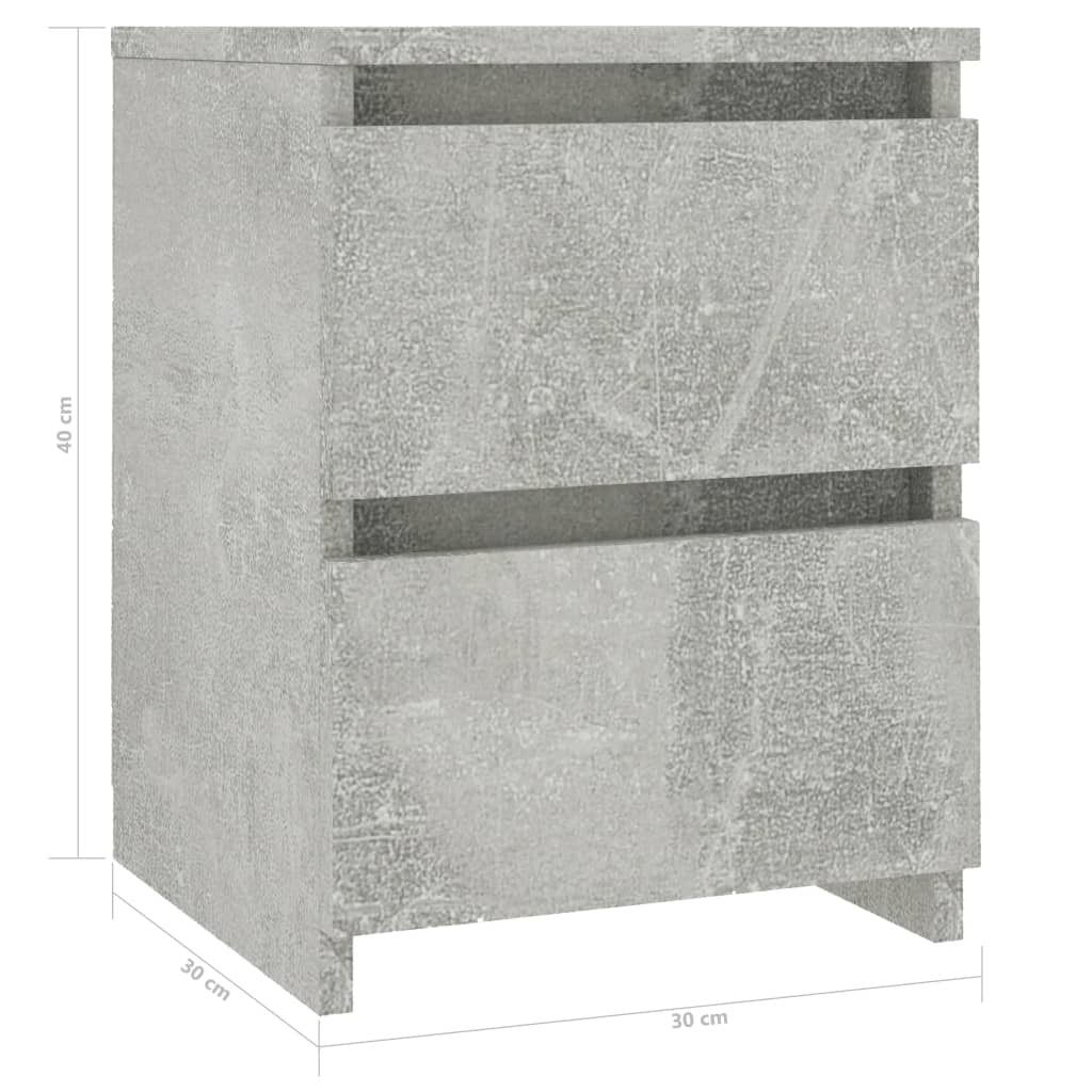 Table de chevet Gris béton 30x30x40 cm Bois d’ingénierie