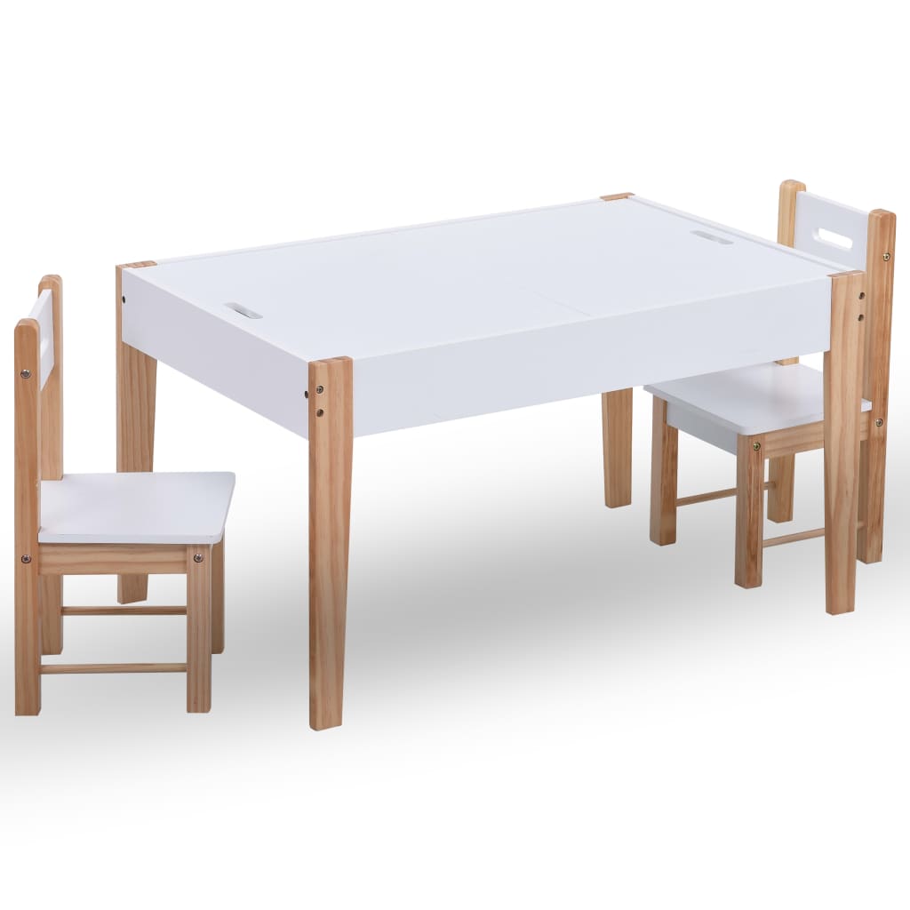 Ensemble de table et chaises pour enfants 3 pcs Noir et blanc