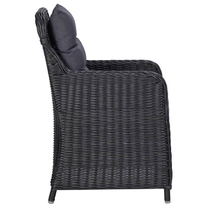 Chaises de jardin lot de 2 avec coussins Résine tressée Noir