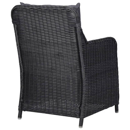 Chaises de jardin lot de 2 avec coussins Résine tressée Noir