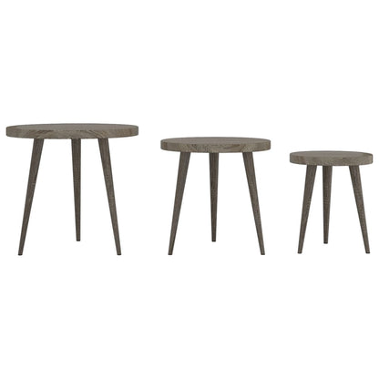 Ensemble de tables d'appoint 3 pcs Gris MDF et fer