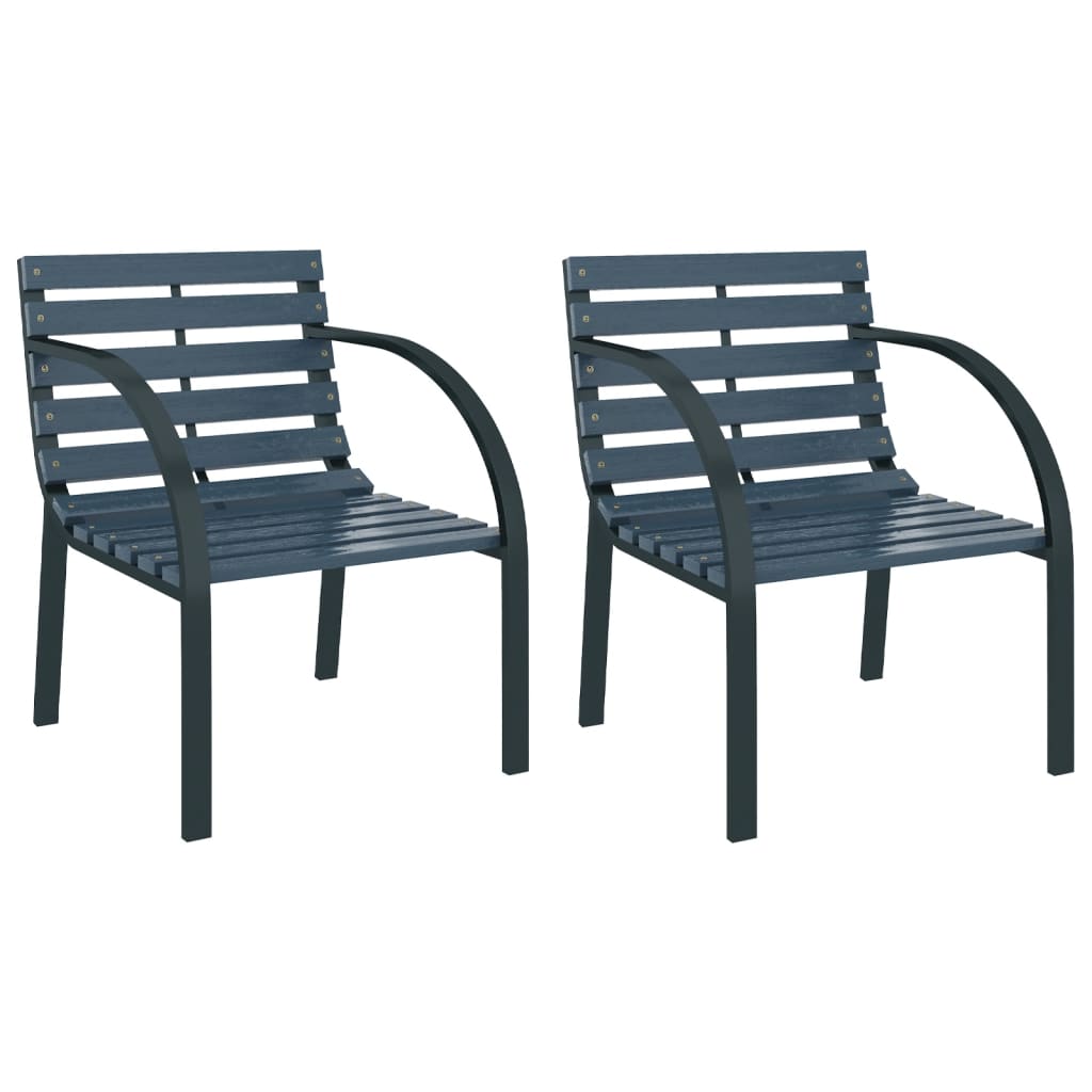 Chaises de jardin lot de 2 Gris Bois