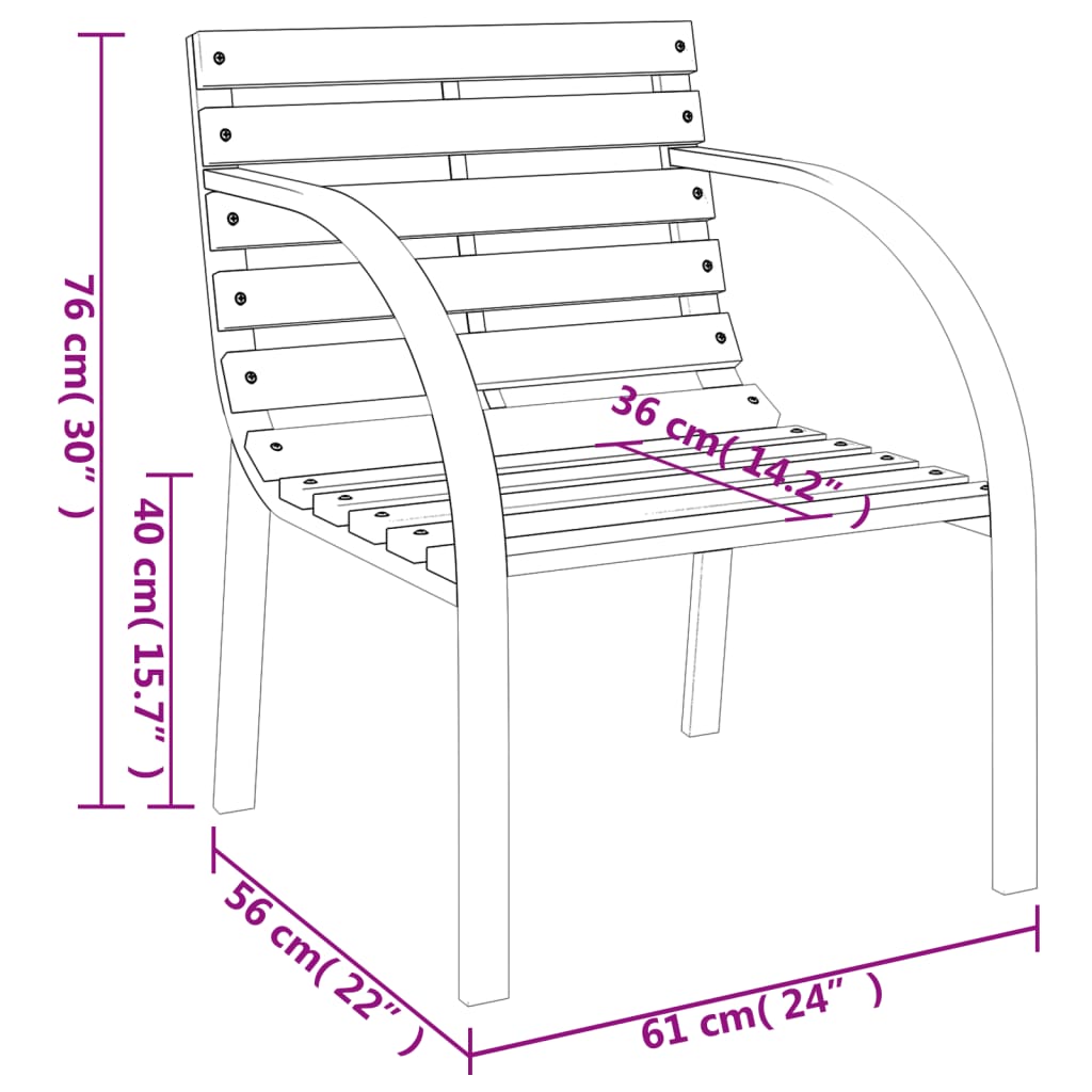 Chaises de jardin lot de 2 Gris Bois