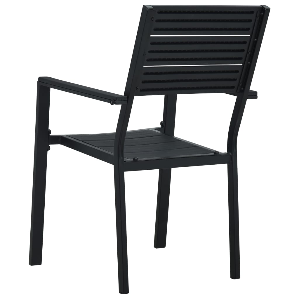 Chaises de jardin lot de 2 Noir PEHD Aspect de bois