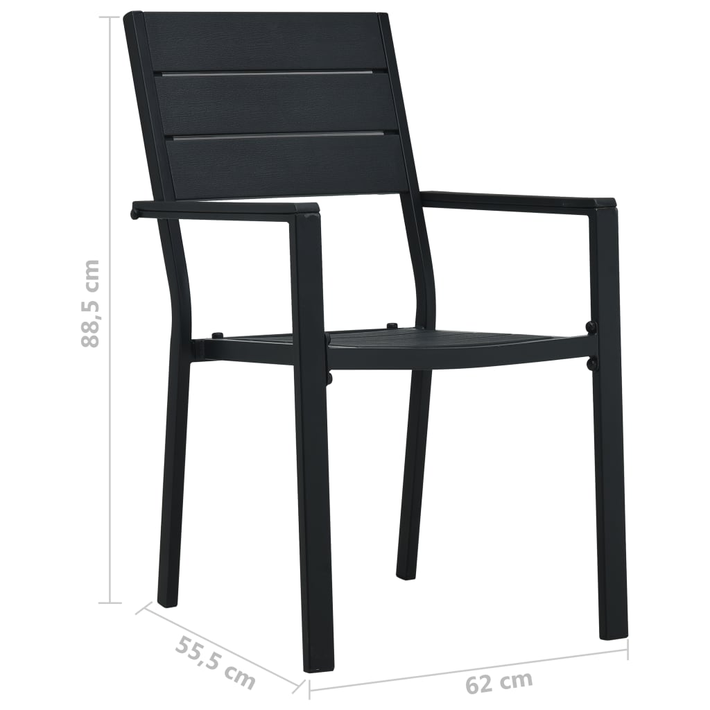 Chaises de jardin lot de 2 Noir PEHD Aspect de bois