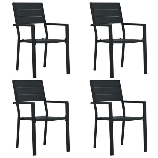 Chaises de jardin lot de 4 Noir PEHD Aspect de bois