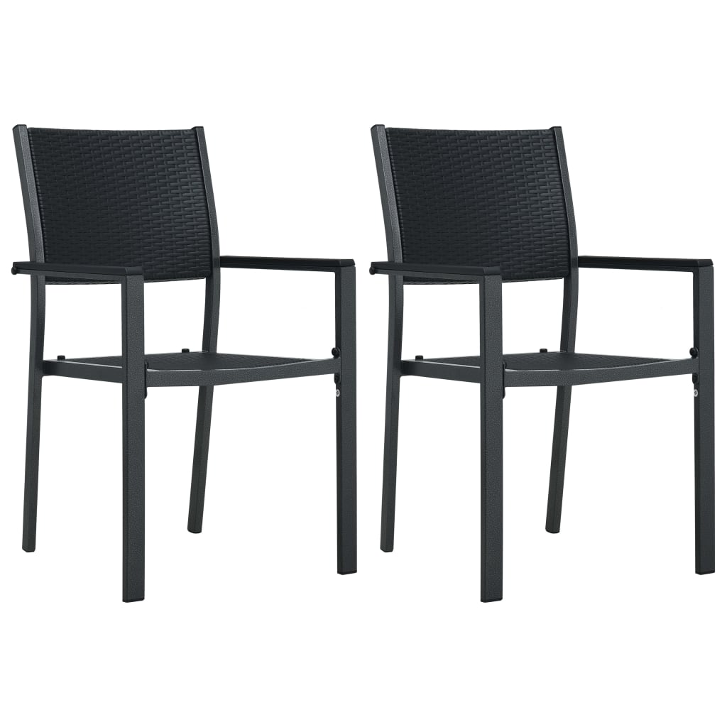 Chaises de jardin lot de 2 Noir Plastique Aspect de rotin