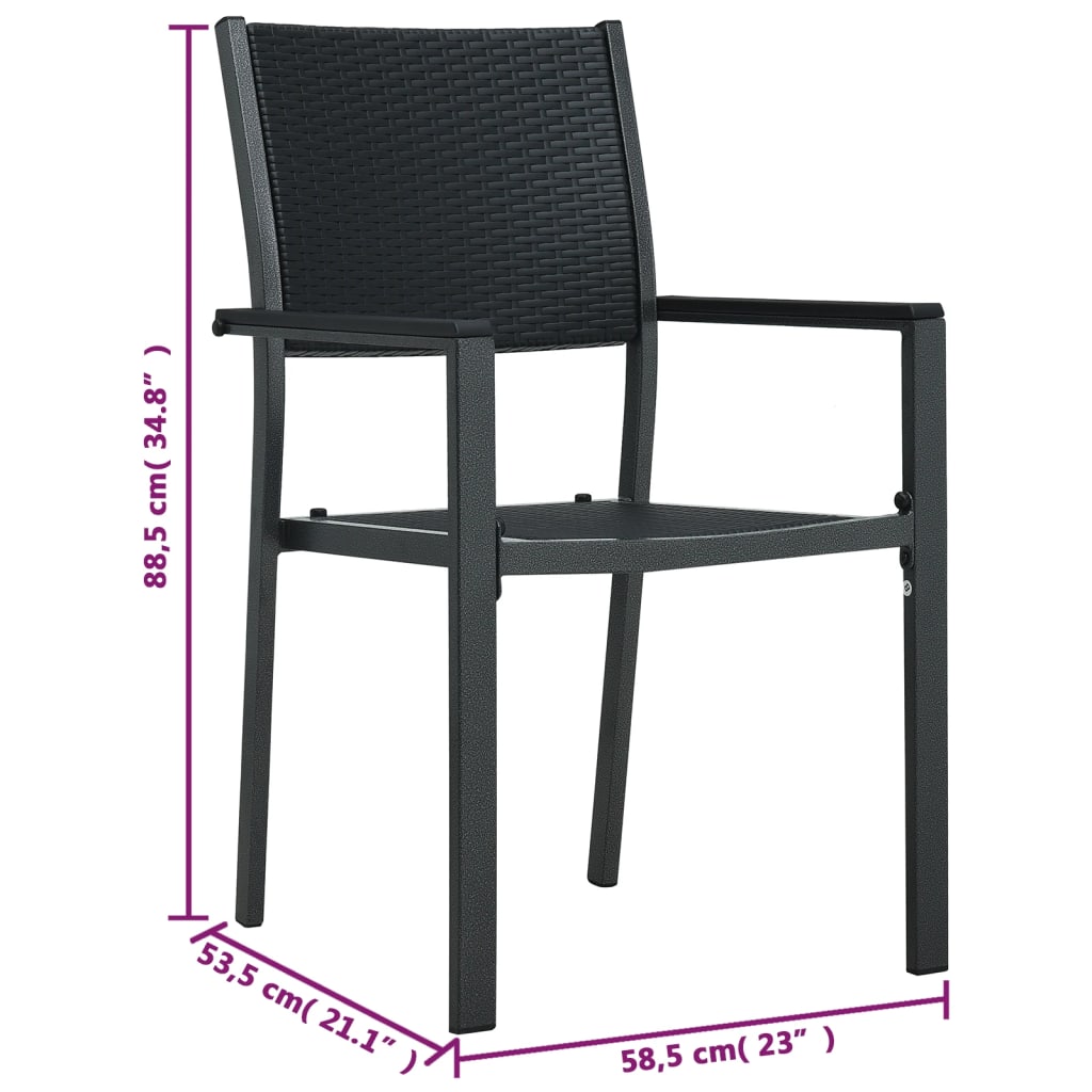 Chaises de jardin lot de 4 Noir Plastique Aspect de rotin