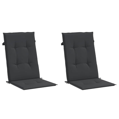 Coussins de chaise de jardin à dossier haut lot de 2 noir tissu